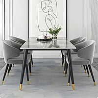 Gulmurg Italian Marble Six Seater Dining Table Set