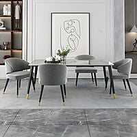 Gulmurg Italian Marble Six Seater Dining Table Set