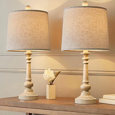 21" Retro Style Farmhouse Table Lamp Sets of 2 for Living Room
