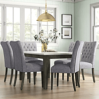 VIKINTERIO Malabar Dining Table with Marble Top and Six Upholstory Chairs VIKINTERIO Malabar Dining Table with Marble Top and Six Upholstory Chairs