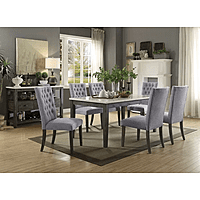 VIKINTERIO Malabar Dining Table with Marble Top and Six Upholstory Chairs