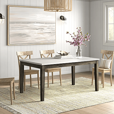 Vikinterio Malabar Marble Top Six seater Dining Table