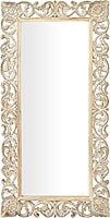 Vikinterio 79 Exquisitely Carved Mango Wood Wall Mirror, Floral Design, Light Brown, 36" x 2" x 72" Vikinterio 79 Exquisitely Carved Mango Wood Wall Mirror, Floral Design, Light Brown, 36" x 2" x 72"