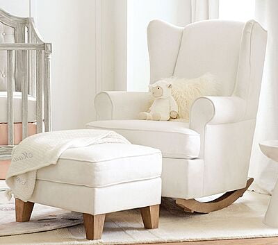 Vikinterio Wingback Rocking Chair with Puffy