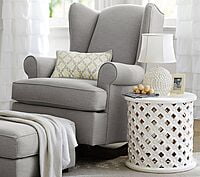 Vikinterio Wingback Rocking Chair with Puffy Vikinterio Wingback Rocking Chair with Puffy