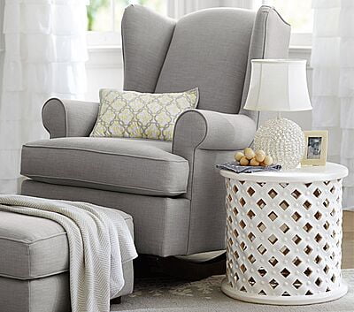 Vikinterio Wingback Rocking Chair with Puffy Vikinterio Wingback Rocking Chair with Puffy