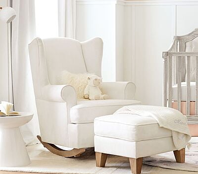 Vikinterio Wingback Rocking Chair with Puffy Vikinterio Wingback Rocking Chair with Puffy