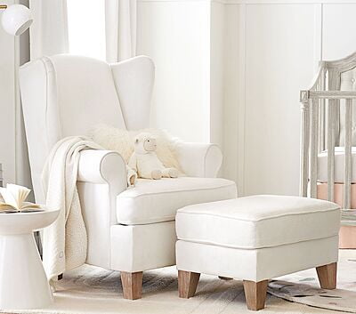 Vikinterio Wingback Rocking Chair with Puffy Vikinterio Wingback Rocking Chair with Puffy