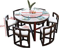 Vikinterio Milano Marble Top Six Seater Round Shape Dining Table Set Vikinterio Milano Marble Top Six Seater Round Shape Dining Table Set