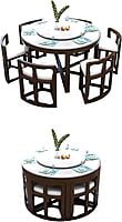 Vikinterio Milano Marble Top Six Seater Round Shape Dining Table Set Vikinterio Milano Marble Top Six Seater Round Shape Dining Table Set