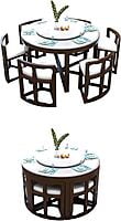 Vikinterio Milano Marble Top Six Seater Round Shape Dining Table Set