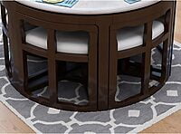 Vikinterio Milano Marble Top Six Seater Round Shape Dining Table Set Vikinterio Milano Marble Top Six Seater Round Shape Dining Table Set