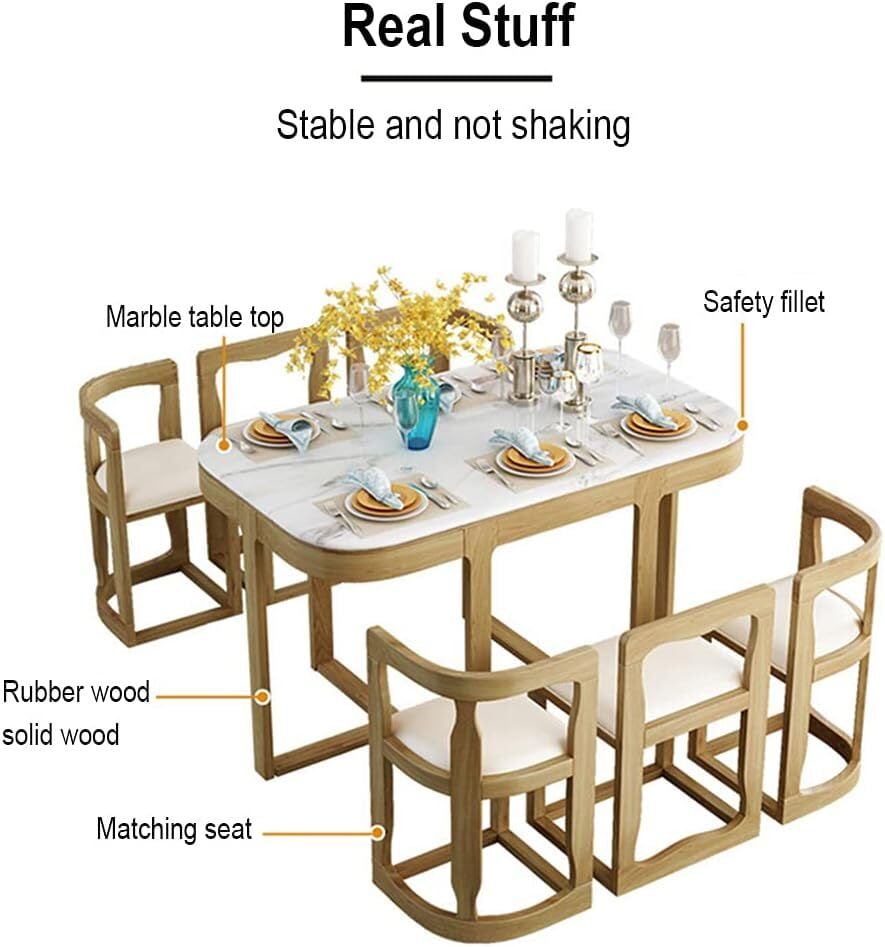 Luxurious Space Vikinterio Saving Six-Seater Dining Table Set with  Upolstory Chairs