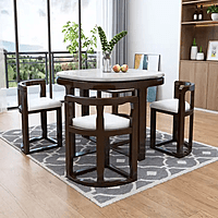 Vikinterio Marble Top Dining Table And Chair Set  Dining Table 1 Table 4 Chairs and Space Saving Set