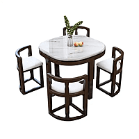 Vikinterio Marble Top Dining Table And Chair Set  Dining Table 1 Table 4 Chairs and Space Saving Set