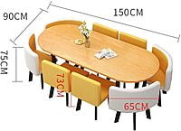 Space Saving, Modern Dining Table Office Reception Conference Table and Chairs Dining Table and 6 Chairs Negotiation Business Table for Office, Conference Room, Dining Room