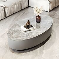 Vikinterio Legendary White Marble Top Coffee Table