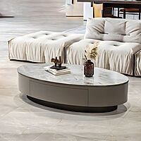 Vikinterio Legendary White Marble Top Coffee Table