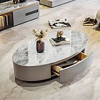 Vikinterio Legendary White Marble Top Coffee Table