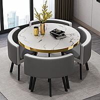 Vikinterio Modern Space Saving Round Dining Table And Chair Set Vikinterio Modern Space Saving Round Dining Table And Chair Set
