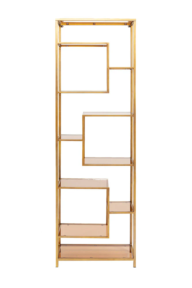 Vikinterio Gold & Glass Art Deco Shelving  Showcase Unit