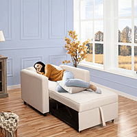 Vikinterio 3 in 1 Convertible Chair Bed, Lounger Sleeper Chair Bed, Linen Sofa Bed Sleeper Armchair Vikinterio 3 in 1 Convertible Chair Bed, Lounger Sleeper Chair Bed, Linen Sofa Bed Sleeper Armchair