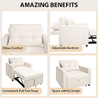 Vikinterio 3 in 1 Convertible Chair Bed, Lounger Sleeper Chair Bed, Linen Sofa Bed Sleeper Armchair Vikinterio 3 in 1 Convertible Chair Bed, Lounger Sleeper Chair Bed, Linen Sofa Bed Sleeper Armchair