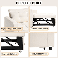 Vikinterio 3 in 1 Convertible Chair Bed, Lounger Sleeper Chair Bed, Linen Sofa Bed Sleeper Armchair Vikinterio 3 in 1 Convertible Chair Bed, Lounger Sleeper Chair Bed, Linen Sofa Bed Sleeper Armchair