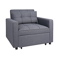 Vikinterio 3 in 1 Convertible Chair Bed, Lounger Sleeper Chair Bed in Gray Linen Fabric Vikinterio 3 in 1 Convertible Chair Bed, Lounger Sleeper Chair Bed in Gray Linen Fabric