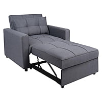 Vikinterio 3 in 1 Convertible Chair Bed, Lounger Sleeper Chair Bed in Gray Linen Fabric Vikinterio 3 in 1 Convertible Chair Bed, Lounger Sleeper Chair Bed in Gray Linen Fabric