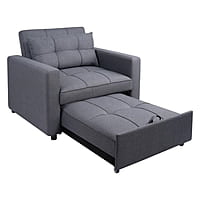 Vikinterio 3 in 1 Convertible Chair Bed, Lounger Sleeper Chair Bed in Gray Linen Fabric Vikinterio 3 in 1 Convertible Chair Bed, Lounger Sleeper Chair Bed in Gray Linen Fabric