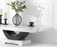Vikinterio U Shape White Marble Coffee Table Vikinterio U Shape White Marble Coffee Table