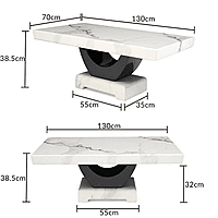 Vikinterio U Shape White Marble Coffee Table