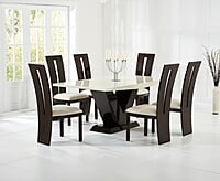 57 Marble Top Dining Table Set with Six Chairs 57 Marble Top Dining Table Set with Six Chairs
