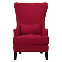 Vikinterio High back Upholstered Wingback Chair in Red Cherry Fabric Vikinterio High back Upholstered Wingback Chair in Red Cherry Fabric