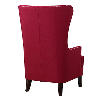 Vikinterio High back Upholstered Wingback Chair in Red Cherry Fabric Vikinterio High back Upholstered Wingback Chair in Red Cherry Fabric