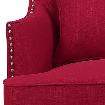 Vikinterio High back Upholstered Wingback Chair in Red Cherry Fabric Vikinterio High back Upholstered Wingback Chair in Red Cherry Fabric
