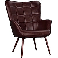 Vikinterio Butterfly Wingback Chair in Chesnut Brown Faux Leather Vikinterio Butterfly Wingback Chair in Chesnut Brown Faux Leather