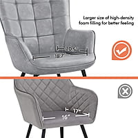Vikinterio Upholstered Wingback Chair in Gray Polister fabric Vikinterio Upholstered Wingback Chair in Gray Polister fabric