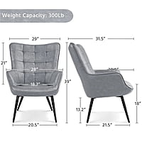 Vikinterio Upholstered Wingback Chair in Gray Polister fabric Vikinterio Upholstered Wingback Chair in Gray Polister fabric