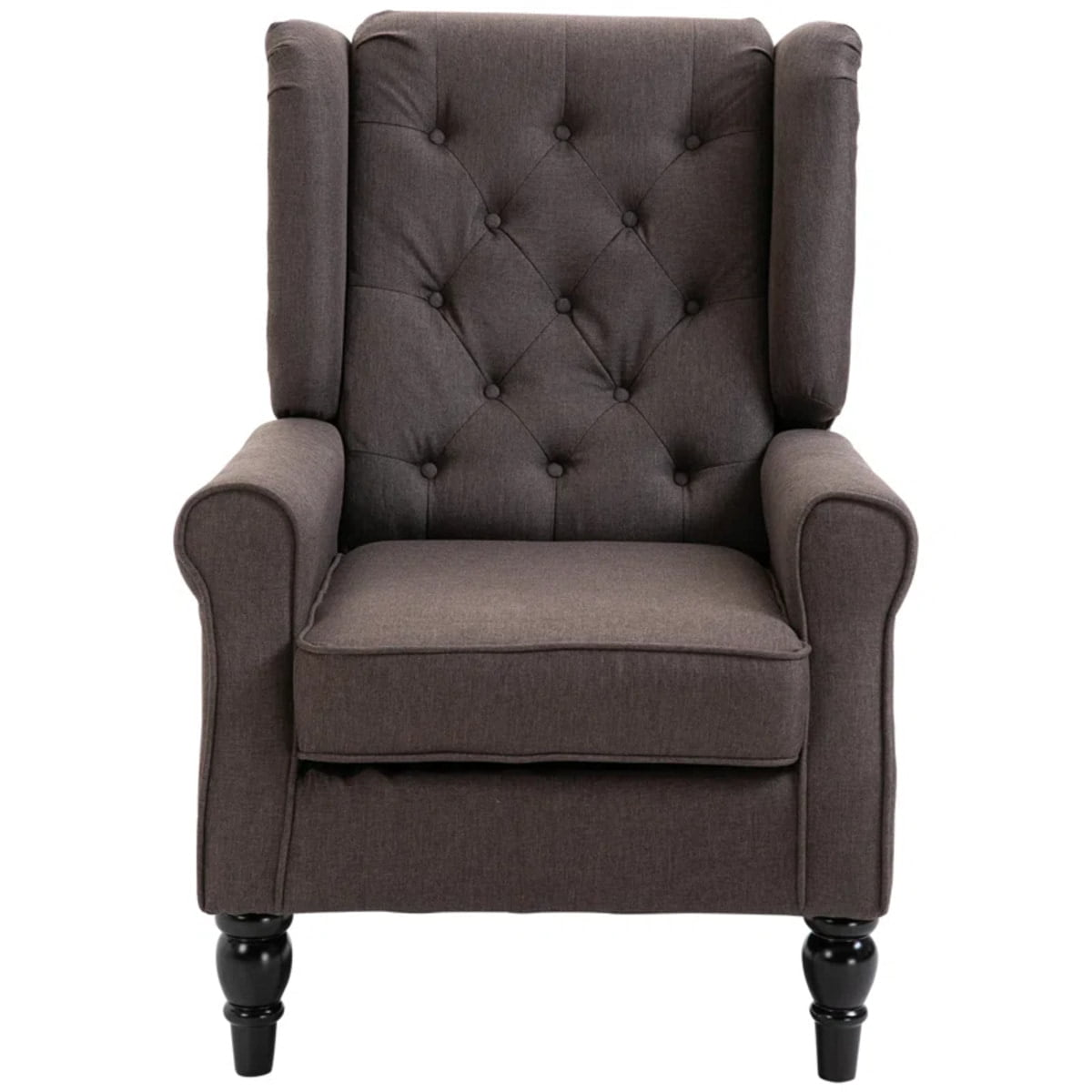 Vikinterio Morrisa Wingback Chairin Brown Polister Fabric Vikinterio Morrisa Wingback Chairin Brown Polister Fabric