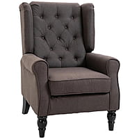 Vikinterio Morrisa Wingback Chairin Brown Polister Fabric Vikinterio Morrisa Wingback Chairin Brown Polister Fabric