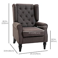 Vikinterio Morrisa Wingback Chairin Brown Polister Fabric Vikinterio Morrisa Wingback Chairin Brown Polister Fabric