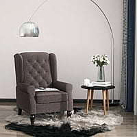 Vikinterio Morrisa Wingback Chairin Brown Polister Fabric Vikinterio Morrisa Wingback Chairin Brown Polister Fabric
