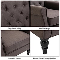 Vikinterio Morrisa Wingback Chairin Brown Polister Fabric Vikinterio Morrisa Wingback Chairin Brown Polister Fabric