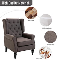 Vikinterio Morrisa Wingback Chairin Brown Polister Fabric Vikinterio Morrisa Wingback Chairin Brown Polister Fabric
