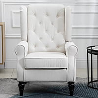Vikinterio Morrisa Wingback Chair in Cream Polister Fabric Vikinterio Morrisa Wingback Chair in Cream Polister Fabric