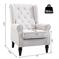Vikinterio Morrisa Wingback Chair in Cream Polister Fabric Vikinterio Morrisa Wingback Chair in Cream Polister Fabric