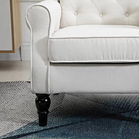 Vikinterio Morrisa Wingback Chair in Cream Polister Fabric Vikinterio Morrisa Wingback Chair in Cream Polister Fabric