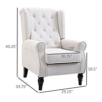Vikinterio Morrisa Wingback Chair in Cream Polister Fabric Vikinterio Morrisa Wingback Chair in Cream Polister Fabric